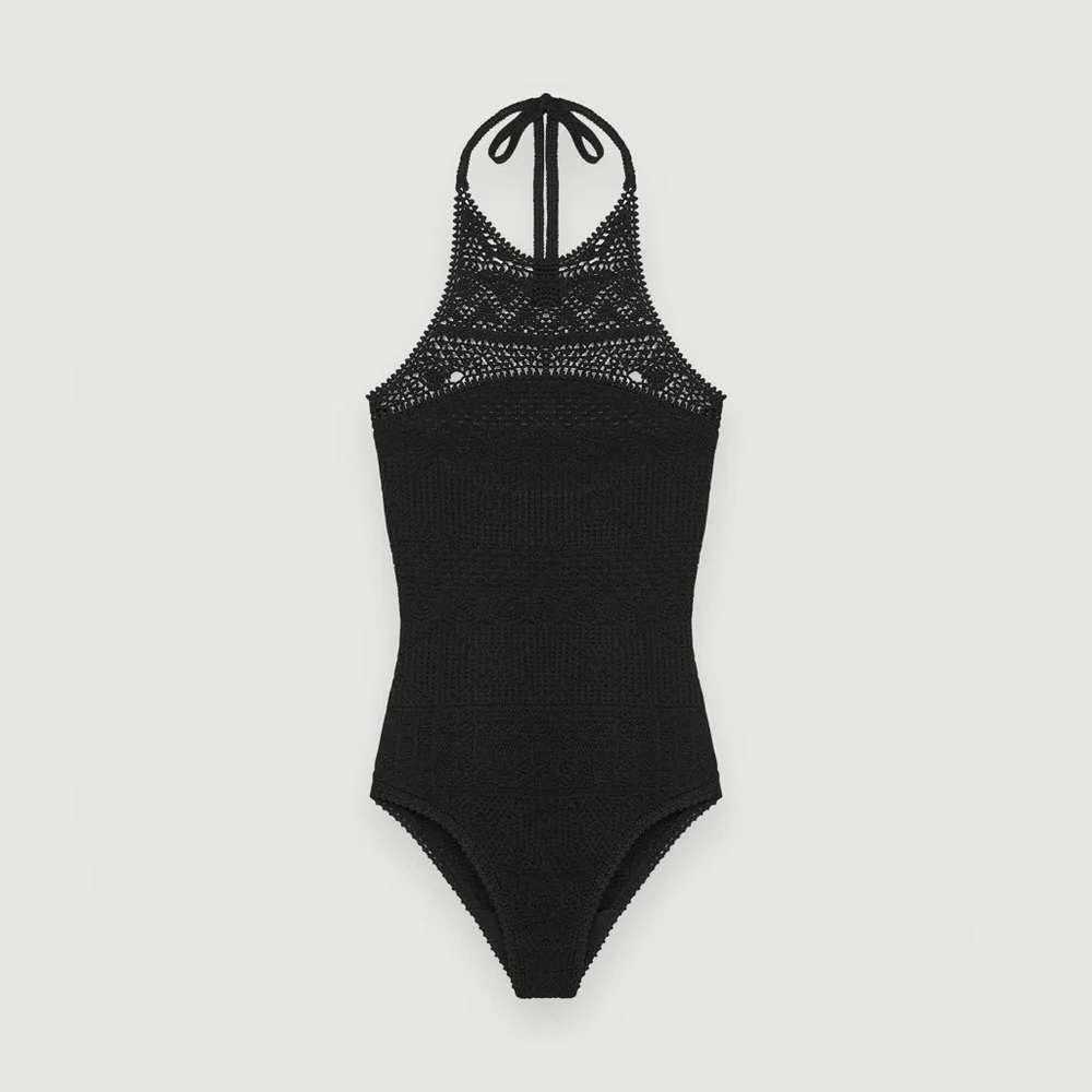 NWT Maje Monbo Crochet Swimsuit Bodysuit Top